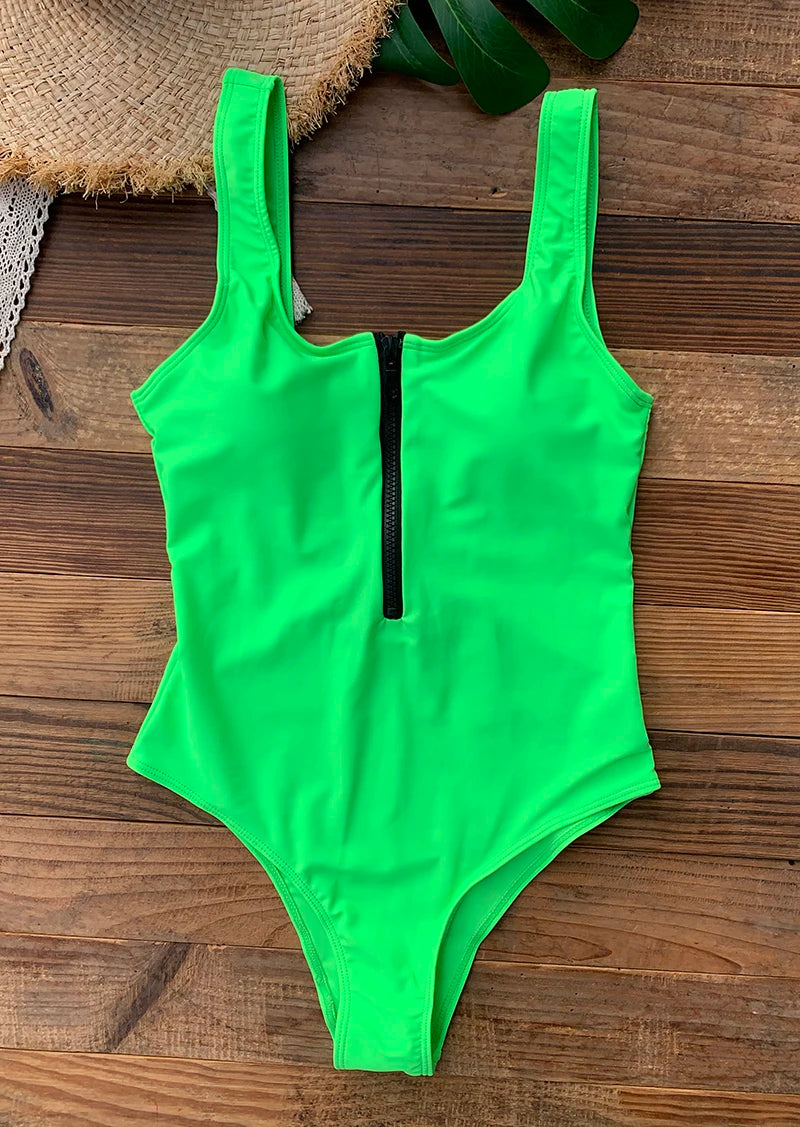 Women’s Zip Front One-Piece Swimsuit | Athletic Monokini Bathing Suit | Quick-Dry Beach Swimwear  Description