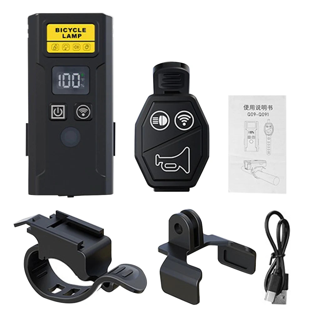 Bicycle Front Headlight With Horn And Smart Sensor Remote