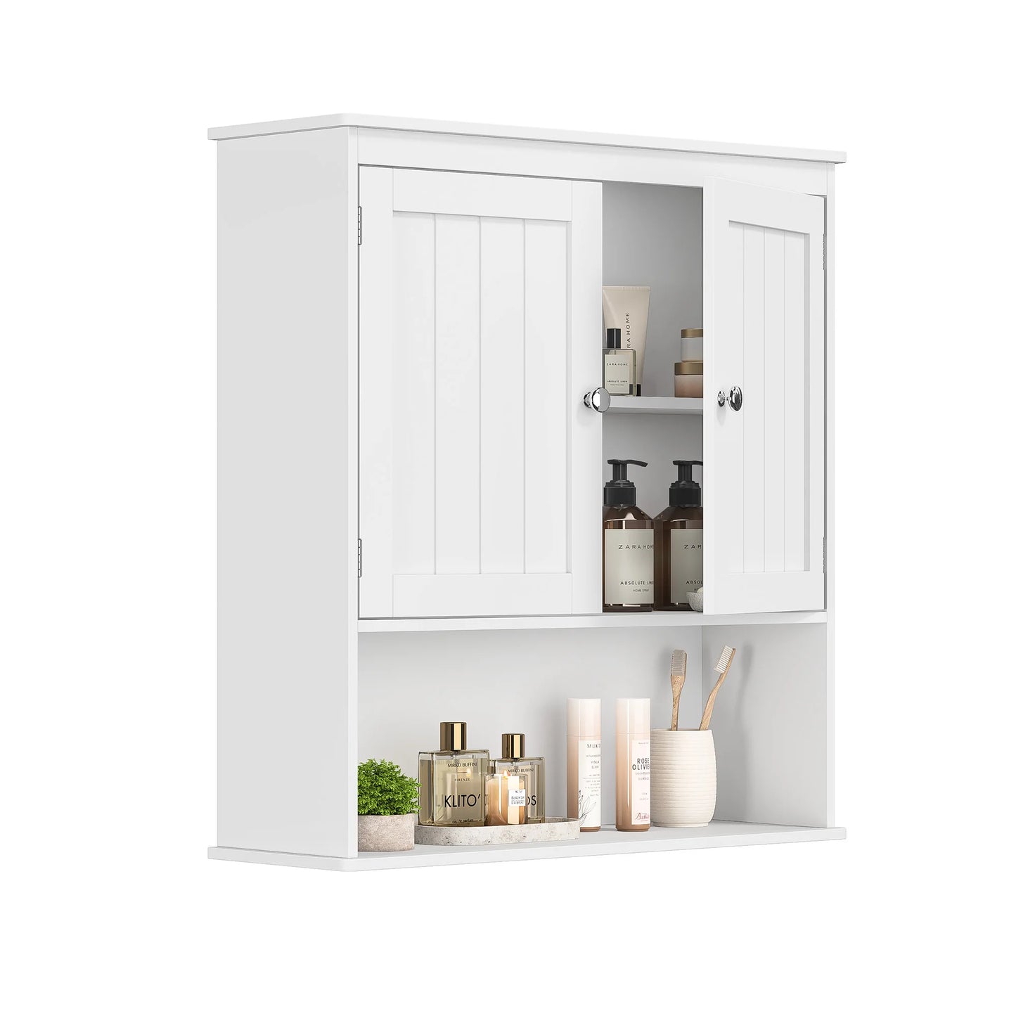 Bathroom Cabinet, Wall Mounted Storage Cabinet, Over Toilet Storage Cabinet with 2 Doors and Adjustable Shelf,White Wall Cabinet