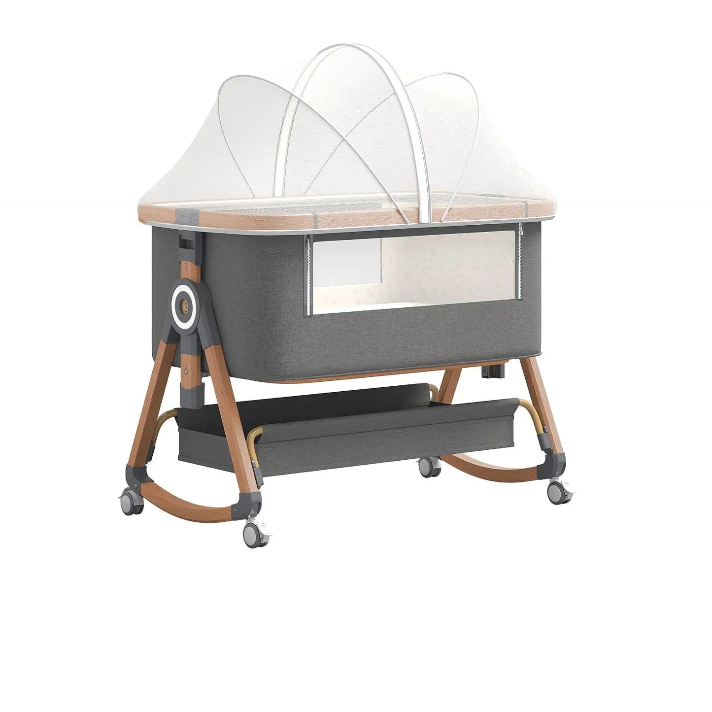 3-in-1 Portable Baby Bassinet & Bedside Sleeper with Storage Basket, Wheels & Adjustable Height