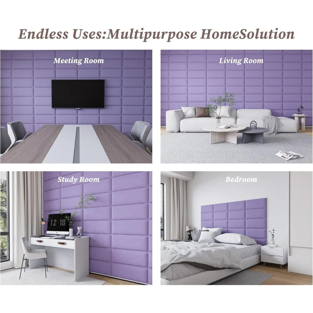 Fabric Black Upholstered Headboard Queen, 12PCS Peel and Stick Wall Panels for Adjustable Bed, Modern Bedroom Decor, 10"x24" Eac