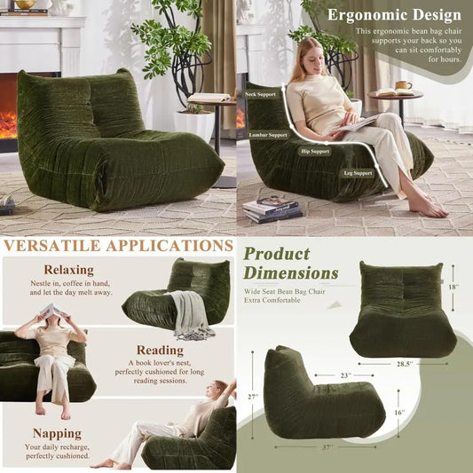 Bean Bag Chair Memory Foam Gaming Sofa For Adults And Teens