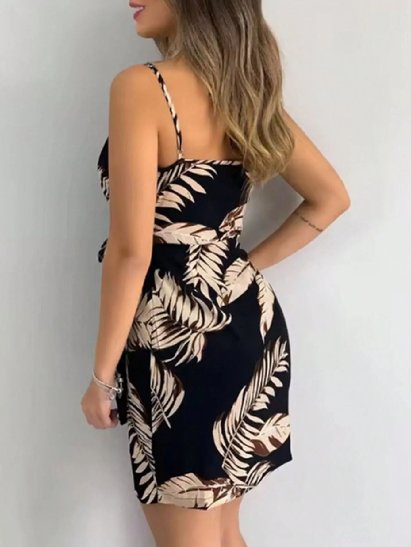 Women’s Floral Spaghetti Strap Tie Front Mini Dress | Lightweight Summer Sundress