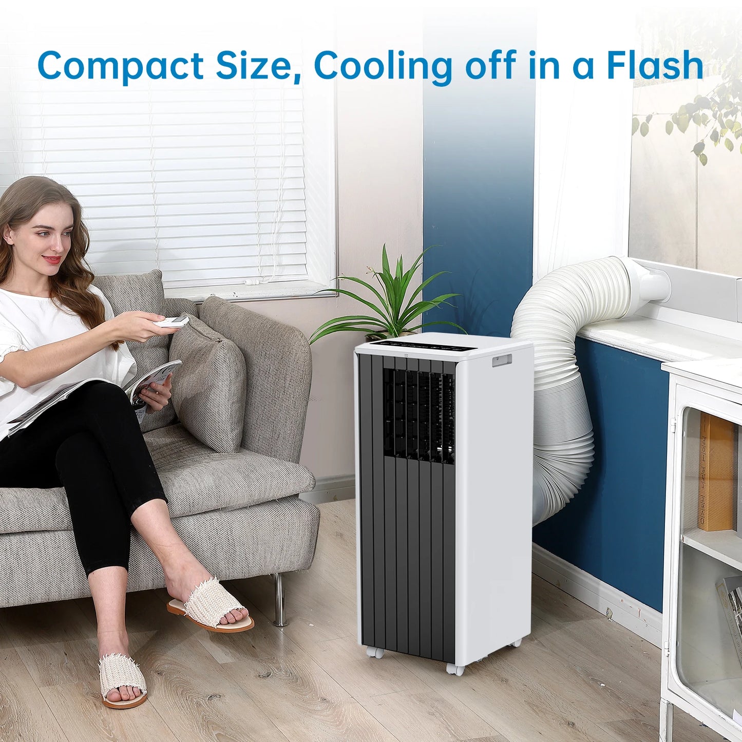 8000 BTU Portable Air Conditioner. 3-In-1 Cooling Unit with Timer & Remote Control