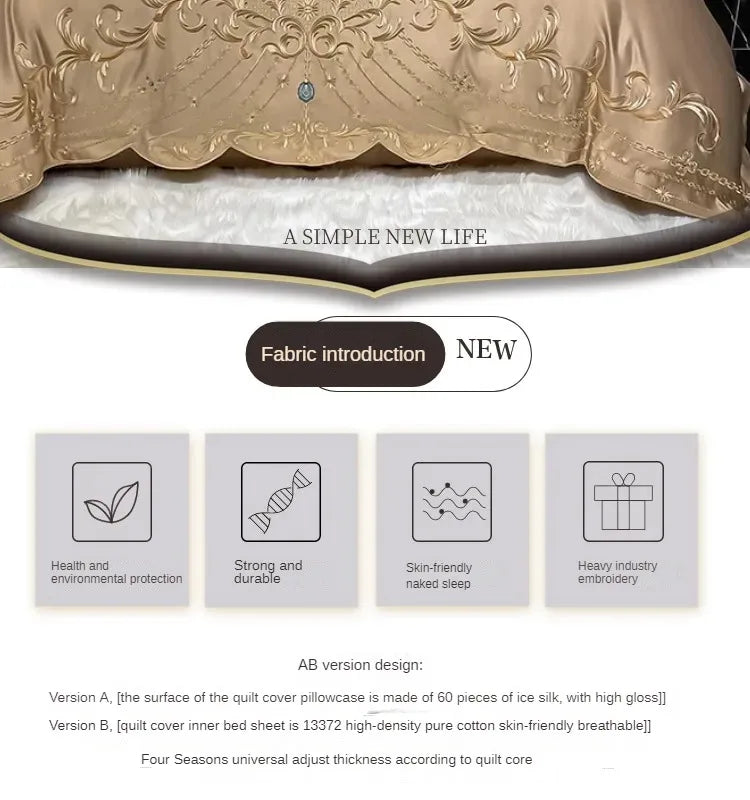 Luxury European-Style 100% Cotton 4-Piece Bedding Set