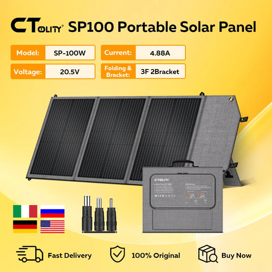 CTOLITY SP100 100W Solar Panel 20.5V Portable Foldable Solar Charger for Camping Portable Solar Generator Output Power Bank
