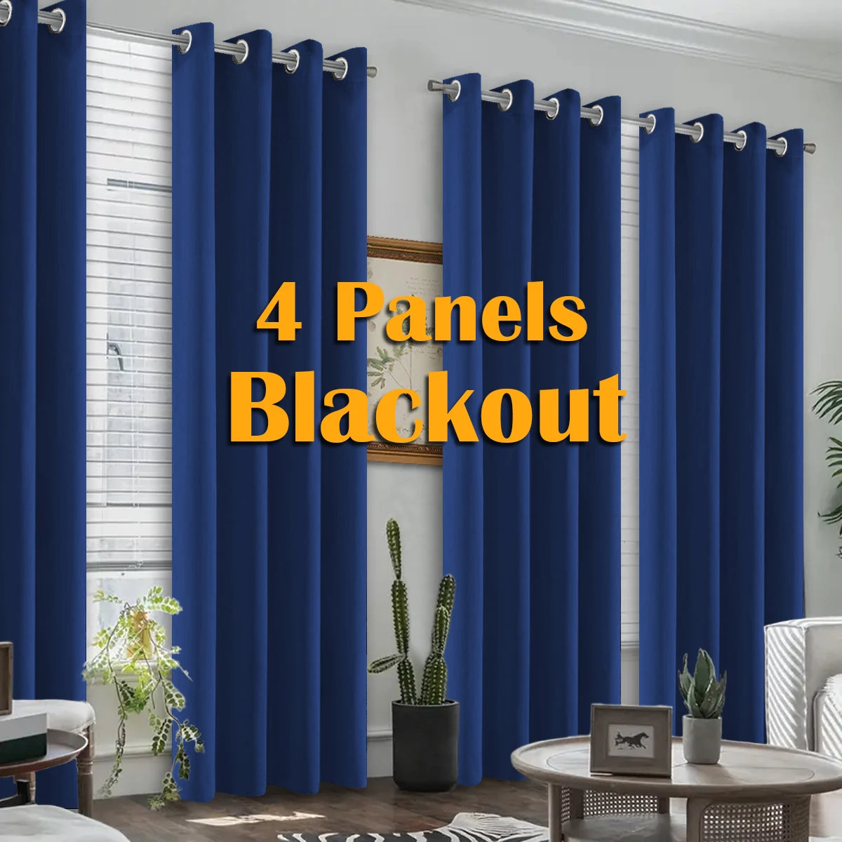 4-Panel Blackout Curtains | Heat-Insulated Grommet Window Panels