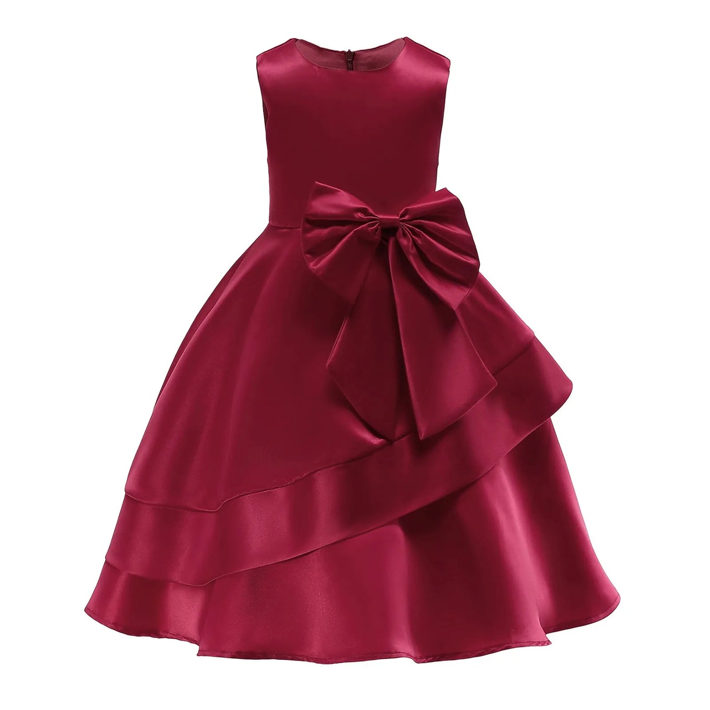 Girls Bow Party Dress.  Elegant Sleeveless Princess Dress for Weddings, Birthdays & Special Occasions
