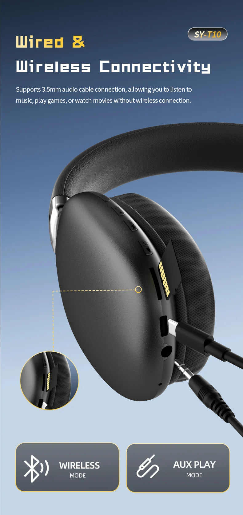 Wireless Over Ear Bluetooth Headphones with Microphone  HiFi Stereo Sound & All-Day Comfort