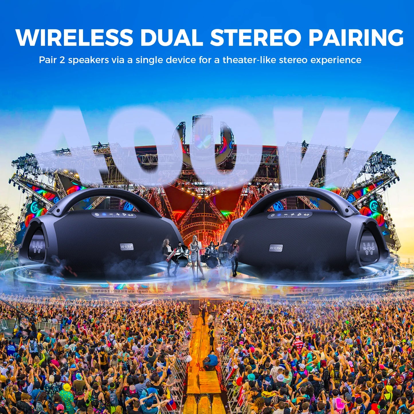 W-KING D20 200W Portable Bluetooth Party Speaker .Deep Bass, Waterproof Outdoor Boombox & Long Battery Life