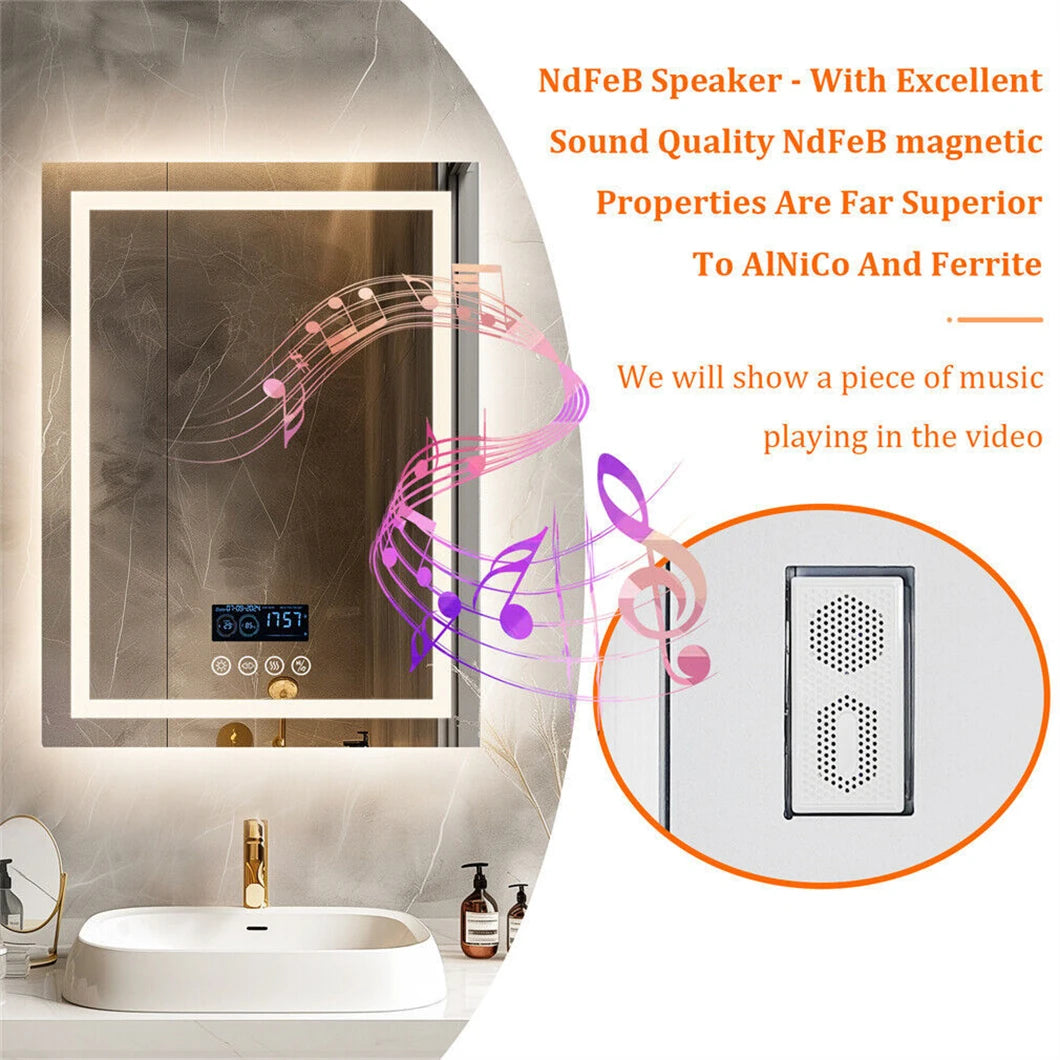 Smart LED Bathroom Mirror Bluetooth Speaker Backlit
