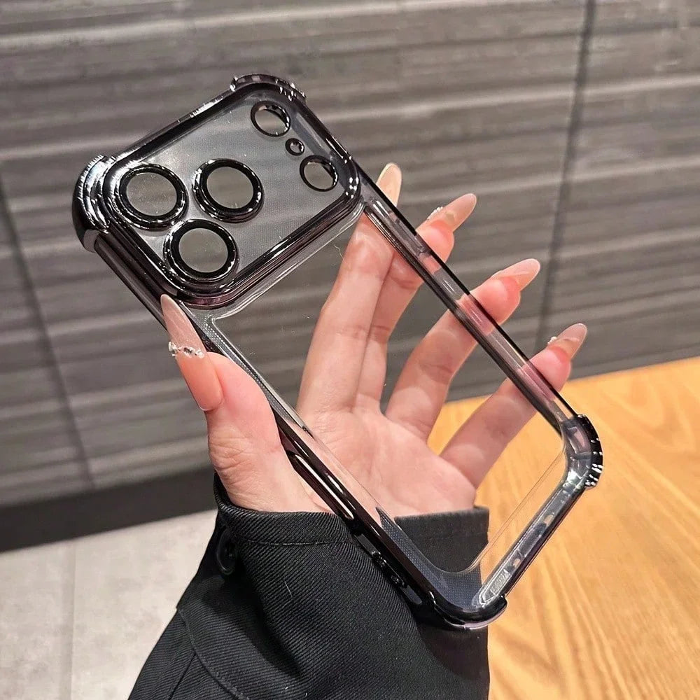 Luxury Cushioned Shockproof Plated Transparent Phone Case For iPhone Samsung