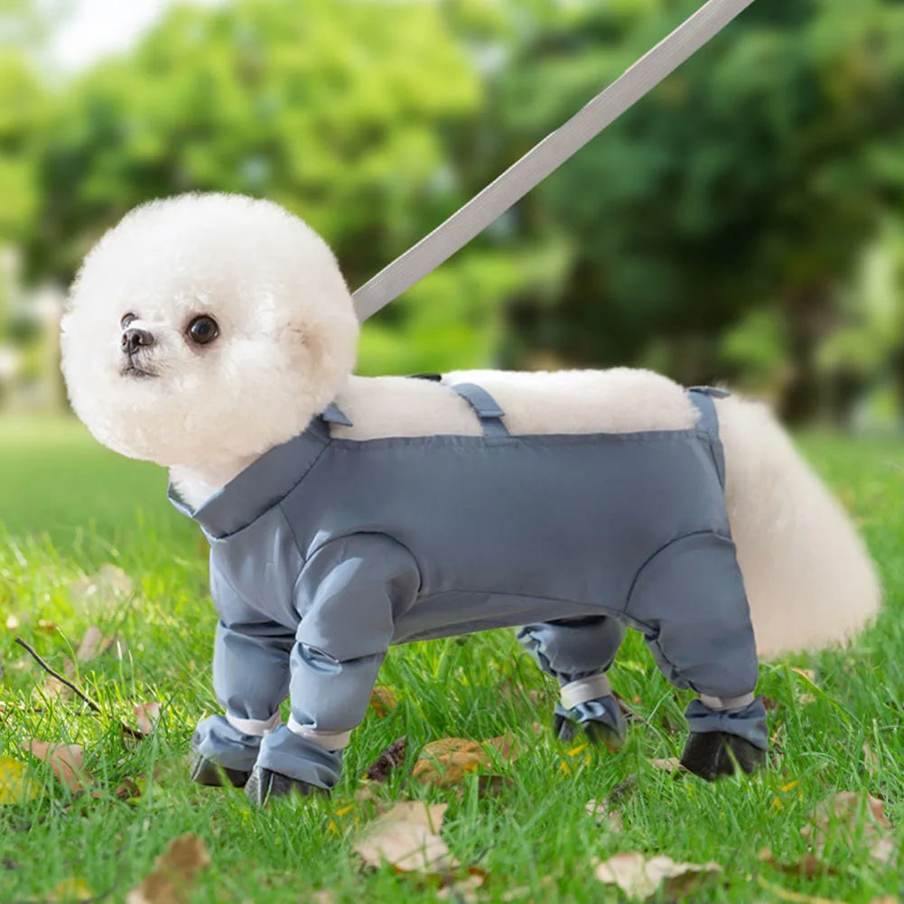 Dirty-Proof Dog Suspender Boots with Suspender Anti-Slip Adjustable Straps Pets Dustproof Pants for Small Medium Dogs