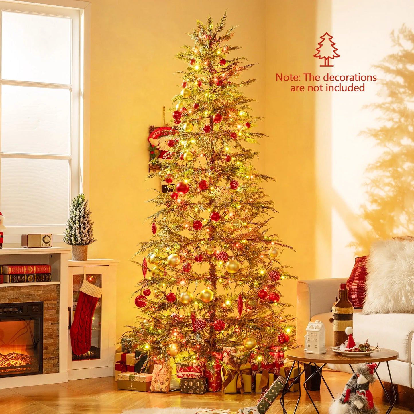 6.5FT–7.5FT Premium Artificial Christmas Tree .Pre-Lit Hinged Holiday Fir Tree with Realistic Branches