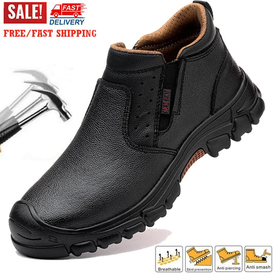Light Weight Safety Shoes Waterproof Boots Steel Toe Boots for Men Anti-smash Anti-Puncture Work Sneakers Slip On Work Shoes