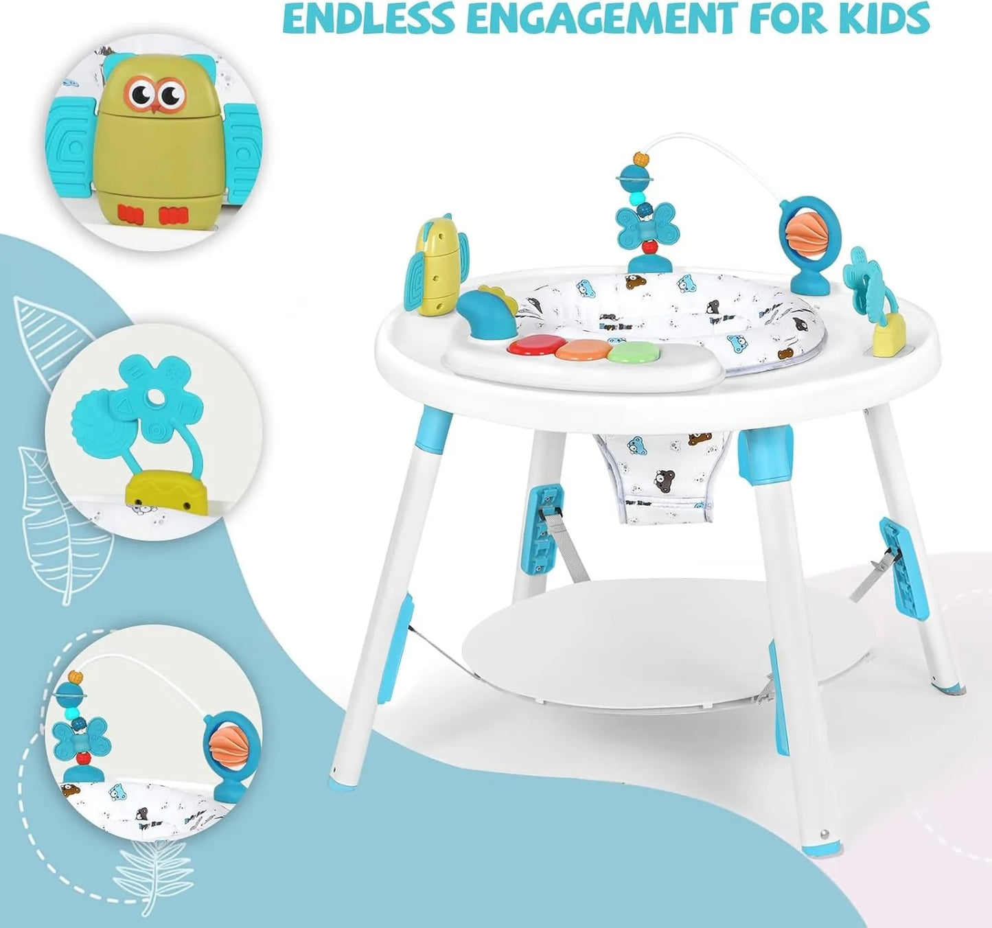 Interactive 3-in-1 Baby Activity Center, Jumper & Learning Table with 360° Rotating Seat