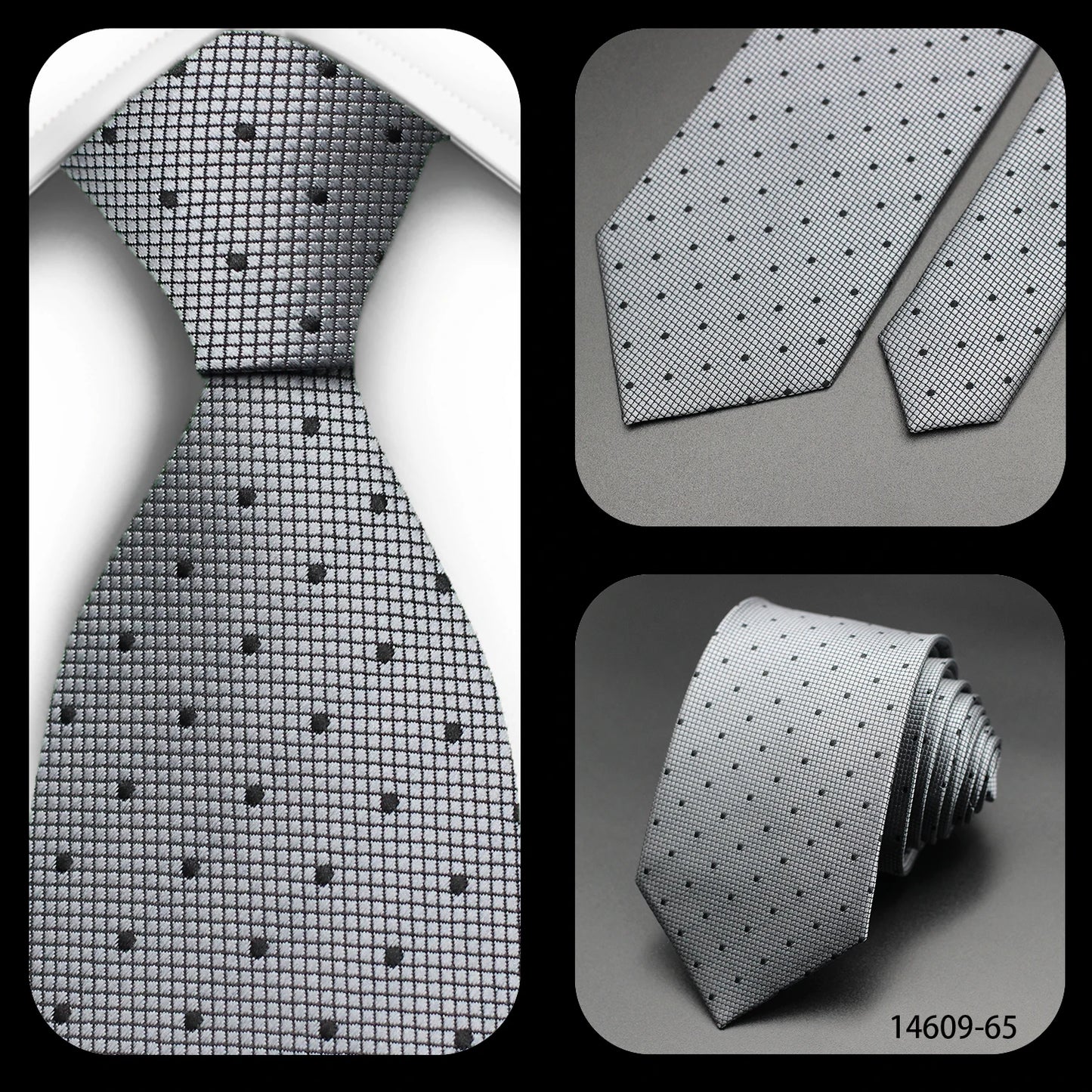 Men’s Classic 7cm Polka Dot Necktie. Luxury Business, Wedding & Formal Dress Tie
