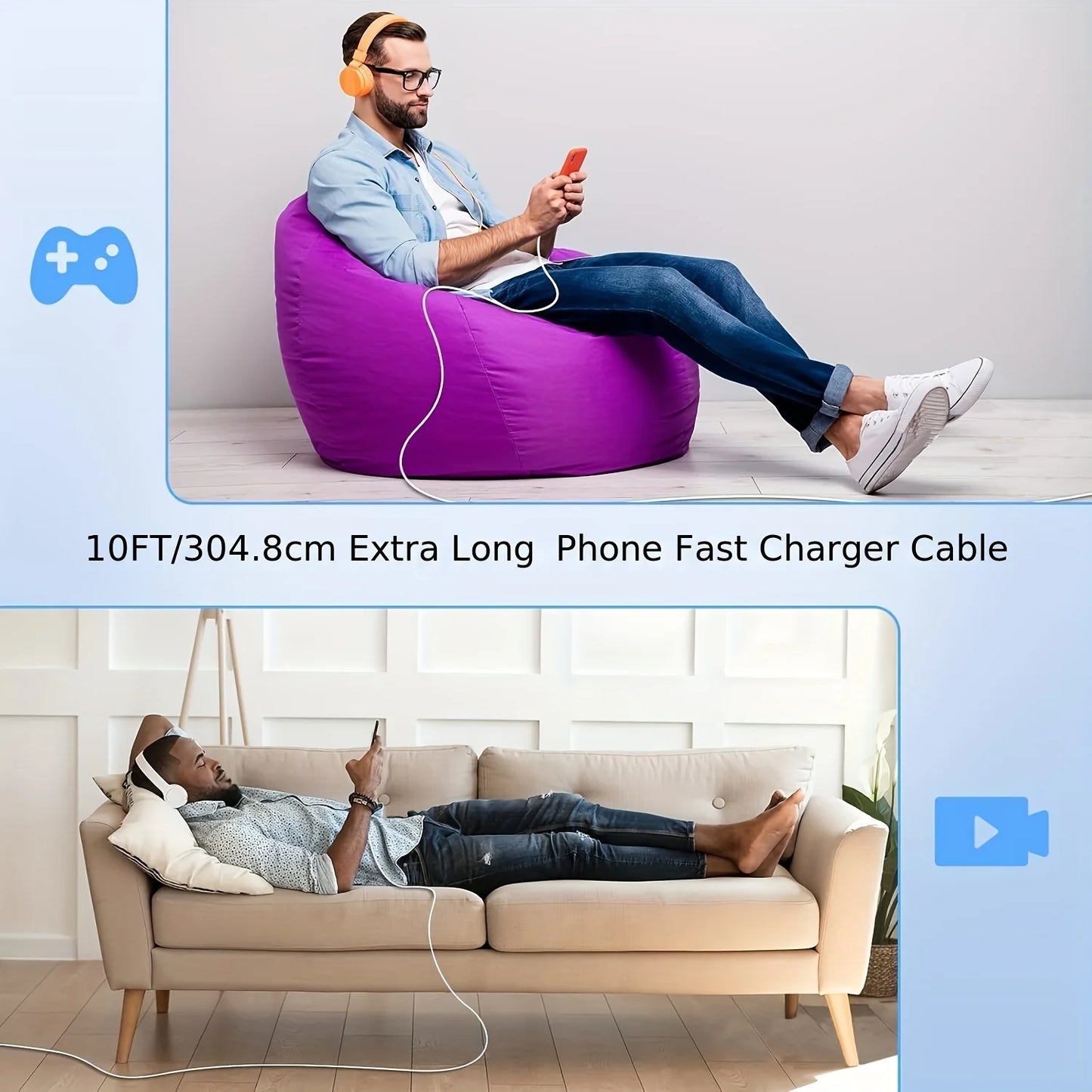 2Packs For IPhone Charger Fast Charging, 40W Dual USB C Wall Charger With 10FT USB C Lightning Cable For IPhone14/13/12/11 Pro