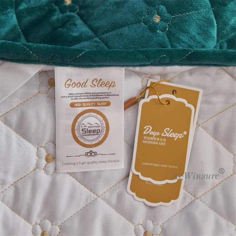 AIWINSURE-European Lace Velvet Bedspread Set, King Size, Queen Thickened Bed Cover, Soft Bed Skirt, Luxury, with 2 Pillowcases
