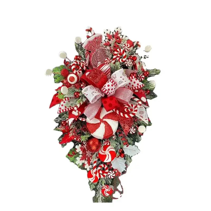 Artificial Xmas Ornament Candy Upside Down Tree Upside Down Artificial Christmas Tree Home Window Door Wall Hanging Decoration