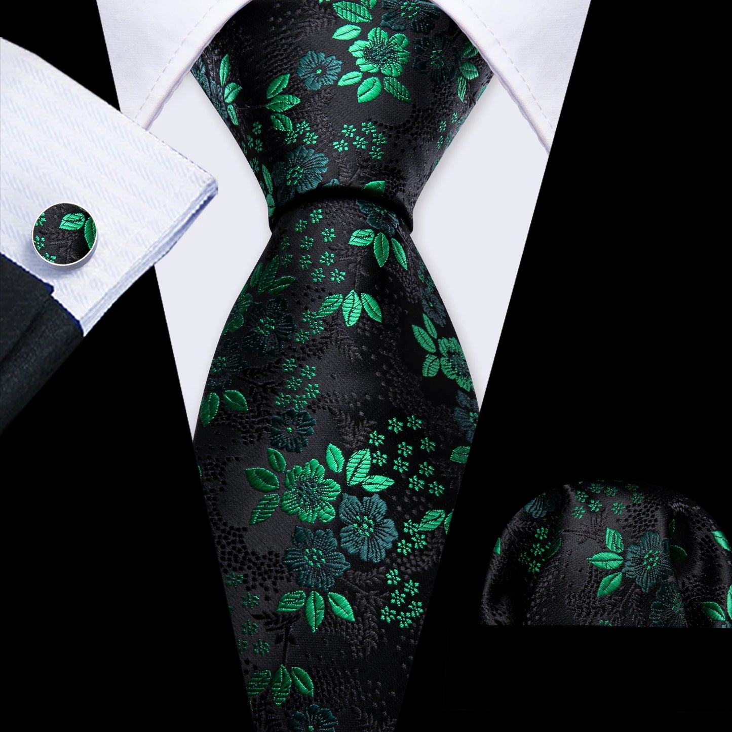 Men’s Luxury Brown Floral Silk Necktie .Elegant Wedding, Business & Formal Dress Tie