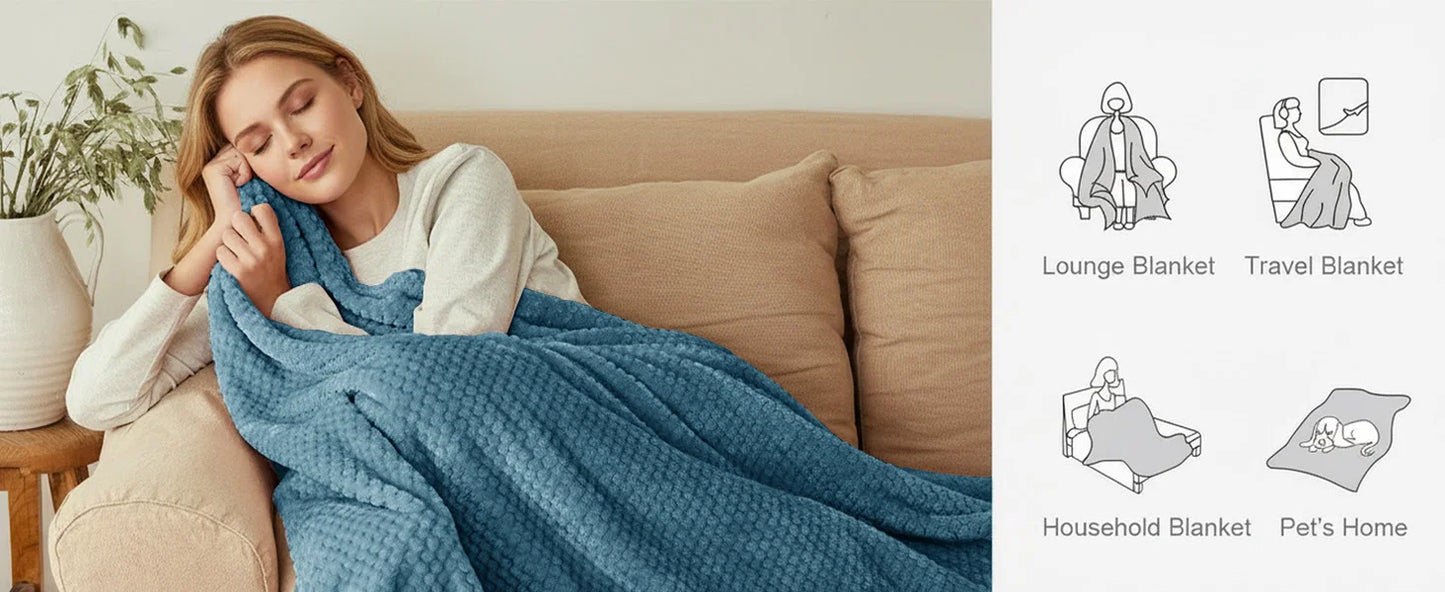 Extra Large Fleece Throw Blanket 50x70 Inches Super Soft Warm Cozy Lightweight Waffle Knit Textured Fuzzy Plush Blanket for Couch Sofa Bed Living Room Lounge Travel Nap Decor Slate BlueThis Ultra Soft and Snuggly