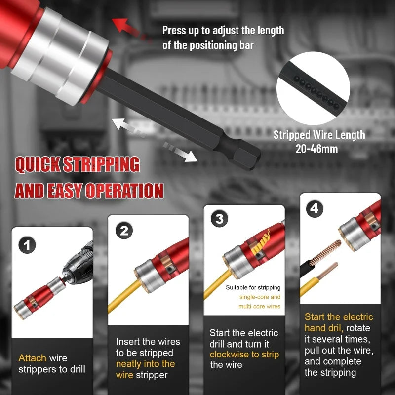 Wire Stripper Tool, 8 in 1 Drill Twister Tool, Drill Twister, Electrician's Tool Kit, Drill Quick Stripper