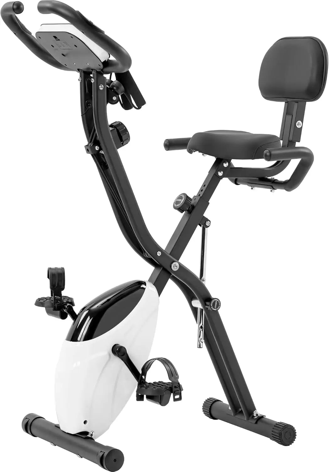 Exercise Bike Folding Exercise Bike Indoor Upright Recumbent Fitness Cycling Bike Magnetic X-Bike with 16-Level Adjustable Resis