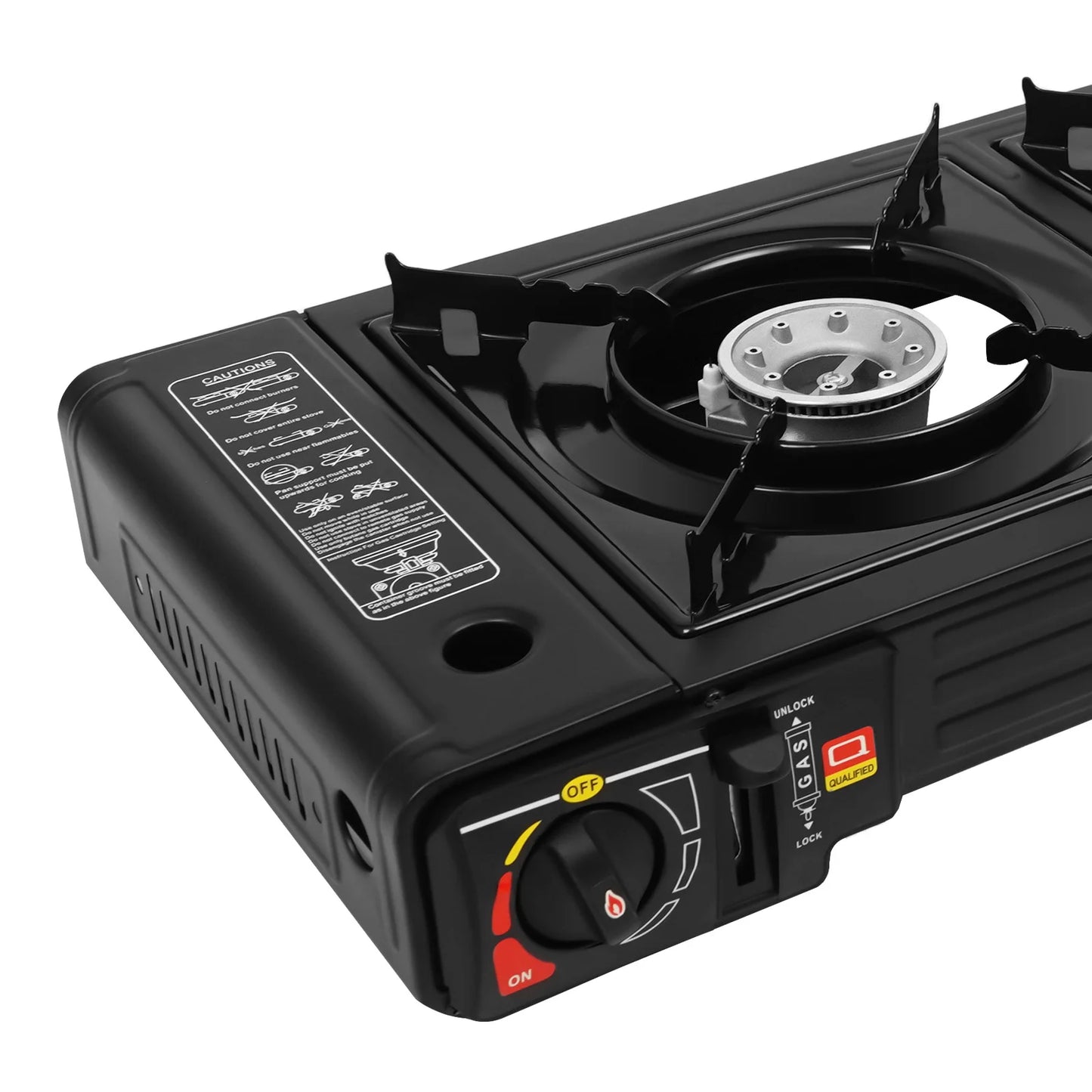 Portable 2-Burner Camping Stove & Grill Combo . 2500W Outdoor Cooking System  Description:
