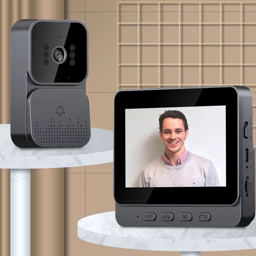 Video Doorbell Video Intercom Wireless Door Bell 1080P 4.3inch IPS Screen Visual Doorbell 2.4G for Villa Home Office Apartment