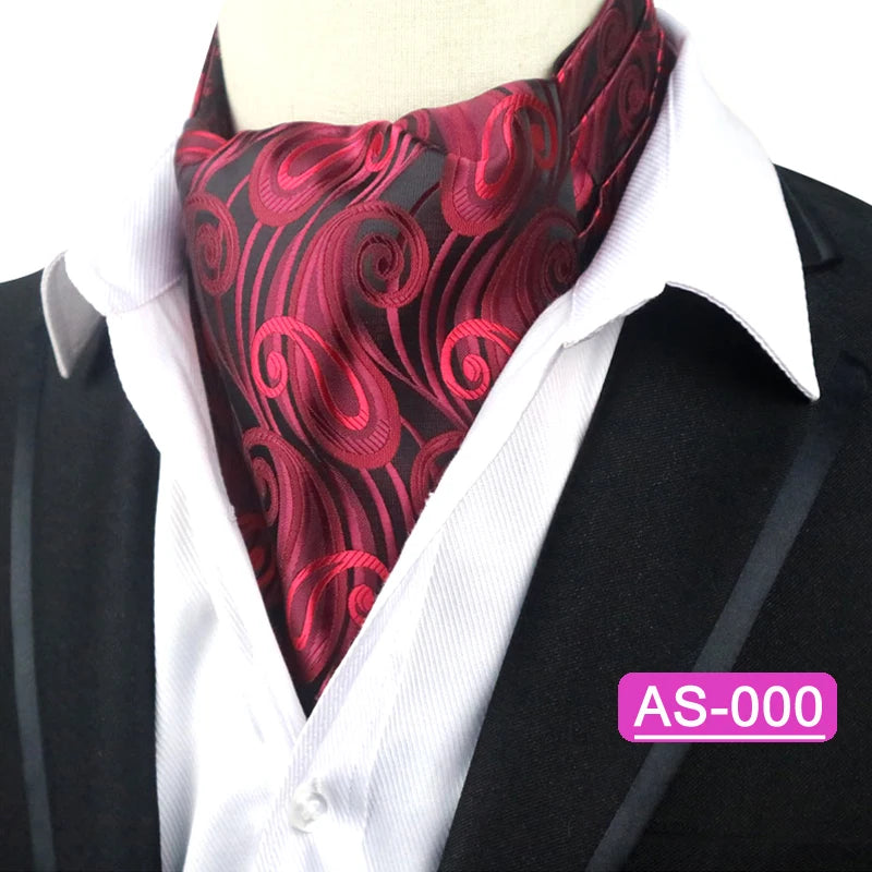 Luxury Men’s Ascot Tie & Pocket Square Set for Weddings, Business & Formal Wear