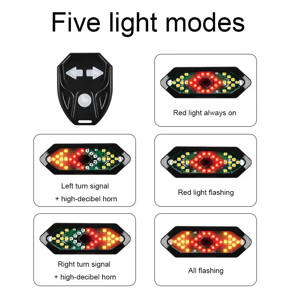 Remote Bicycle Rear Light IPX4 Waterproof Bike Turn Signal Lights 900mAh LED Bicycle Lamp Bike Wireless Remote Control Taillight