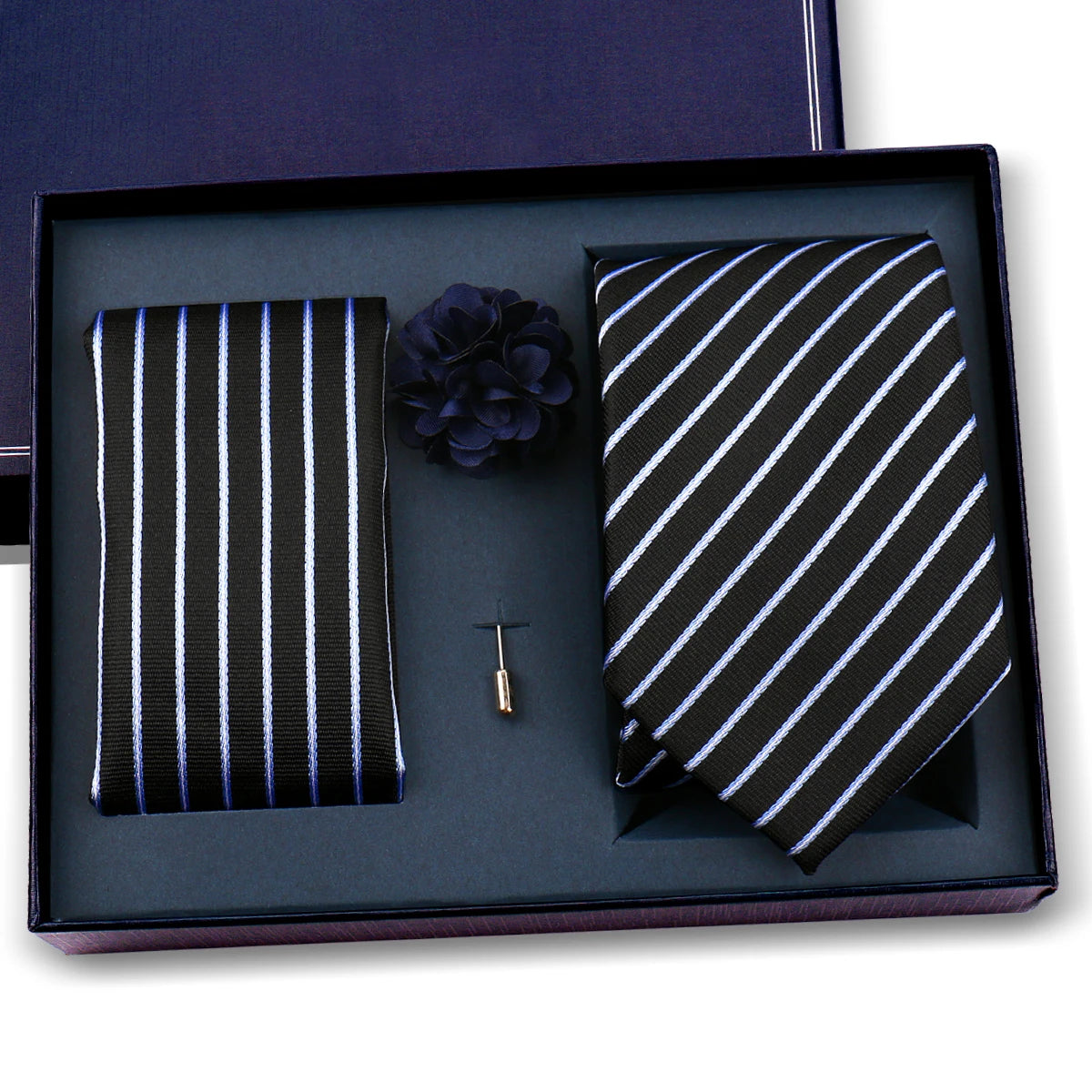 Luxury Men’s Paisley Necktie Gift Set. Silk Tie, Pocket Square, Cufflinks & Gift Box for Weddings & Business