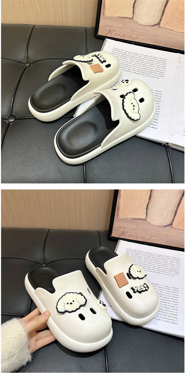 Cute Dog Cartoon Plush House Slippers for Men and Women