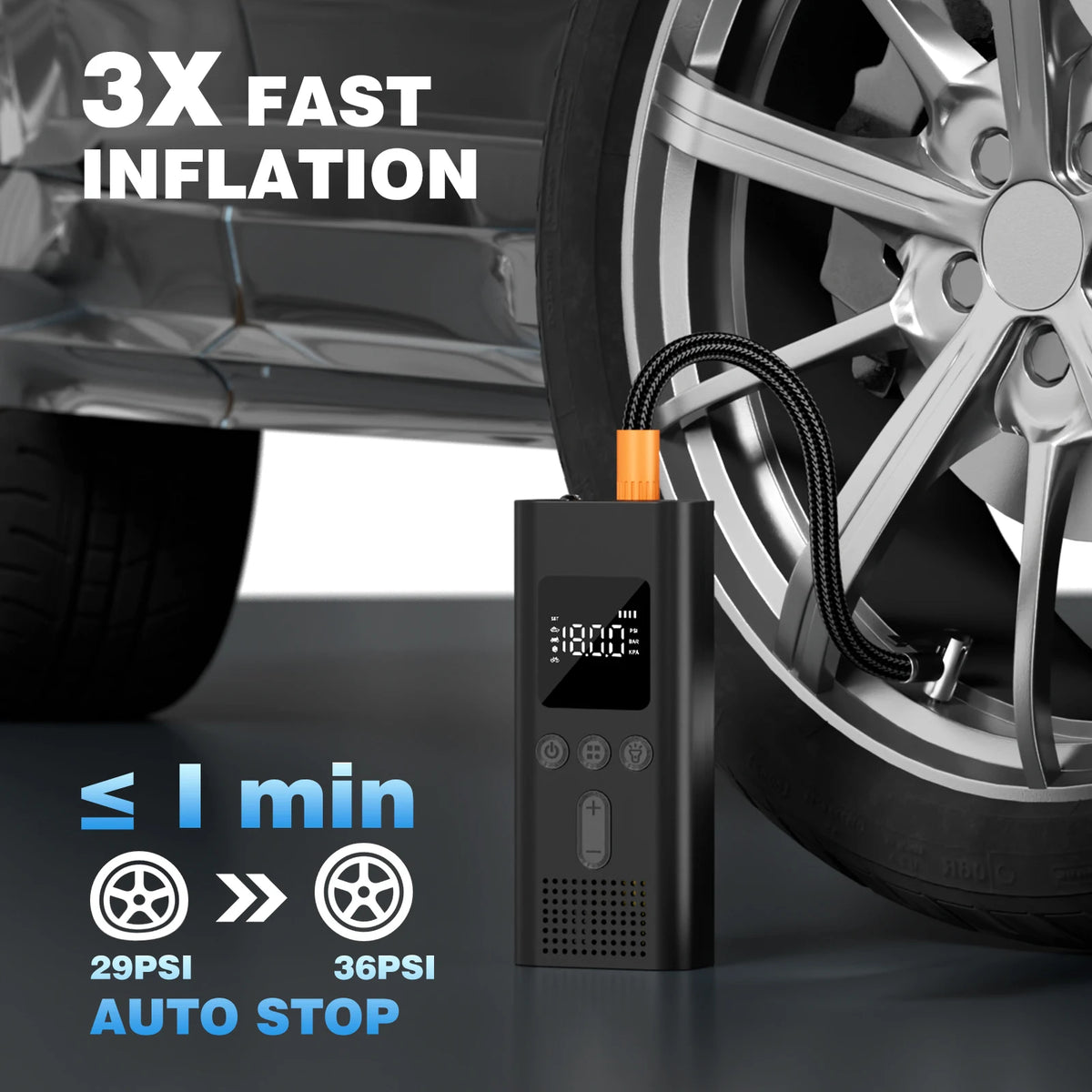 Portable Cordless Tire Inflator | Digital Air Pump for Car Tires