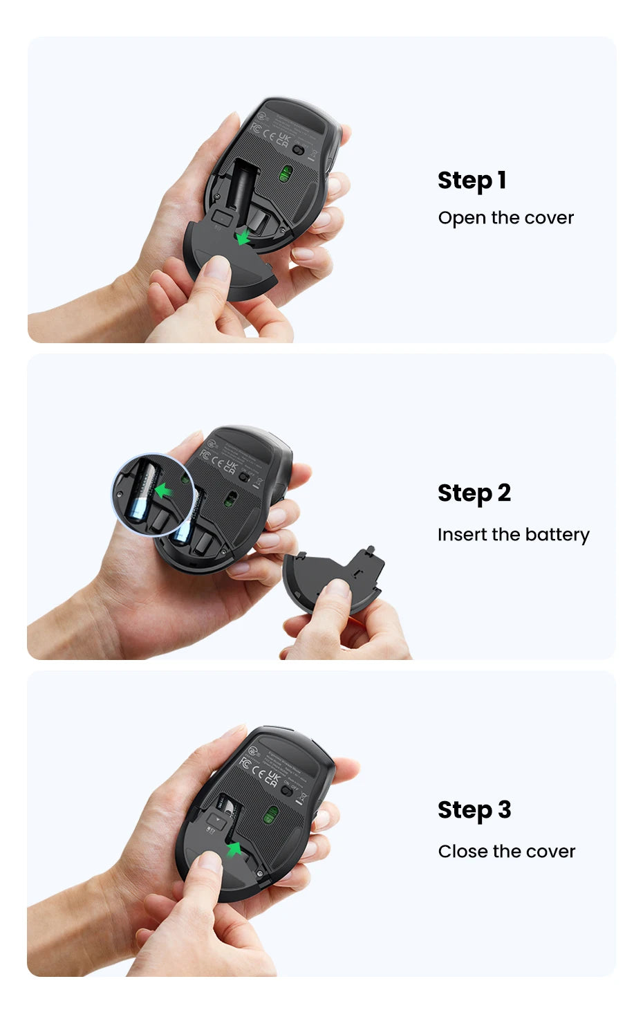 UGREEN Bluetooth Wireless Mouse – Ergonomic Silent Rechargeable Mouse for Laptop & PC