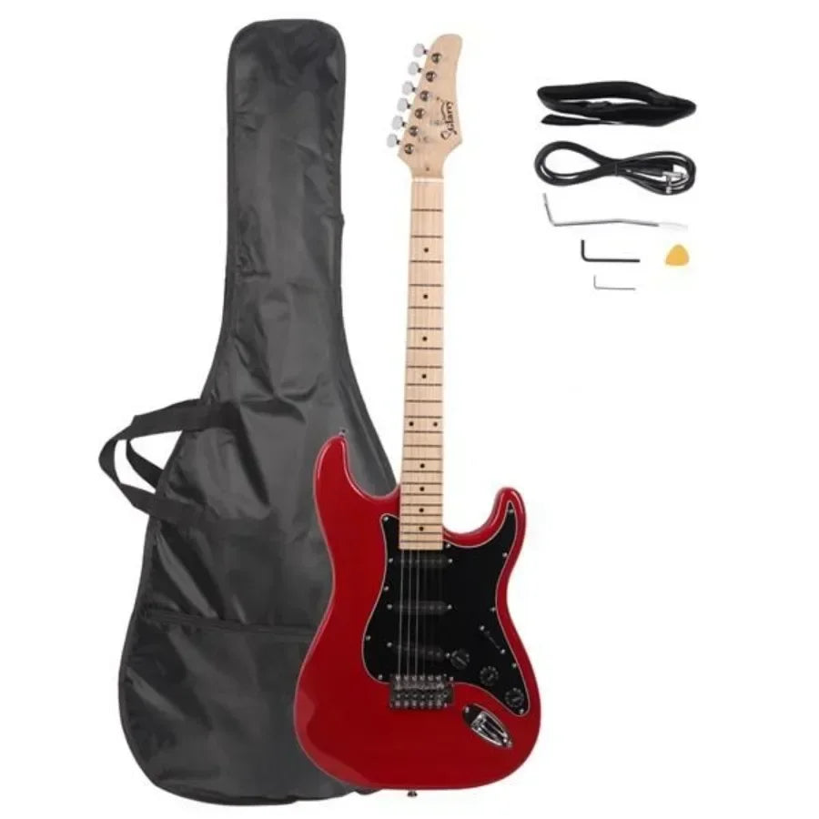 Glarry GST Electric Guitar Kit with Black Pickguard and Gig Bag  Red