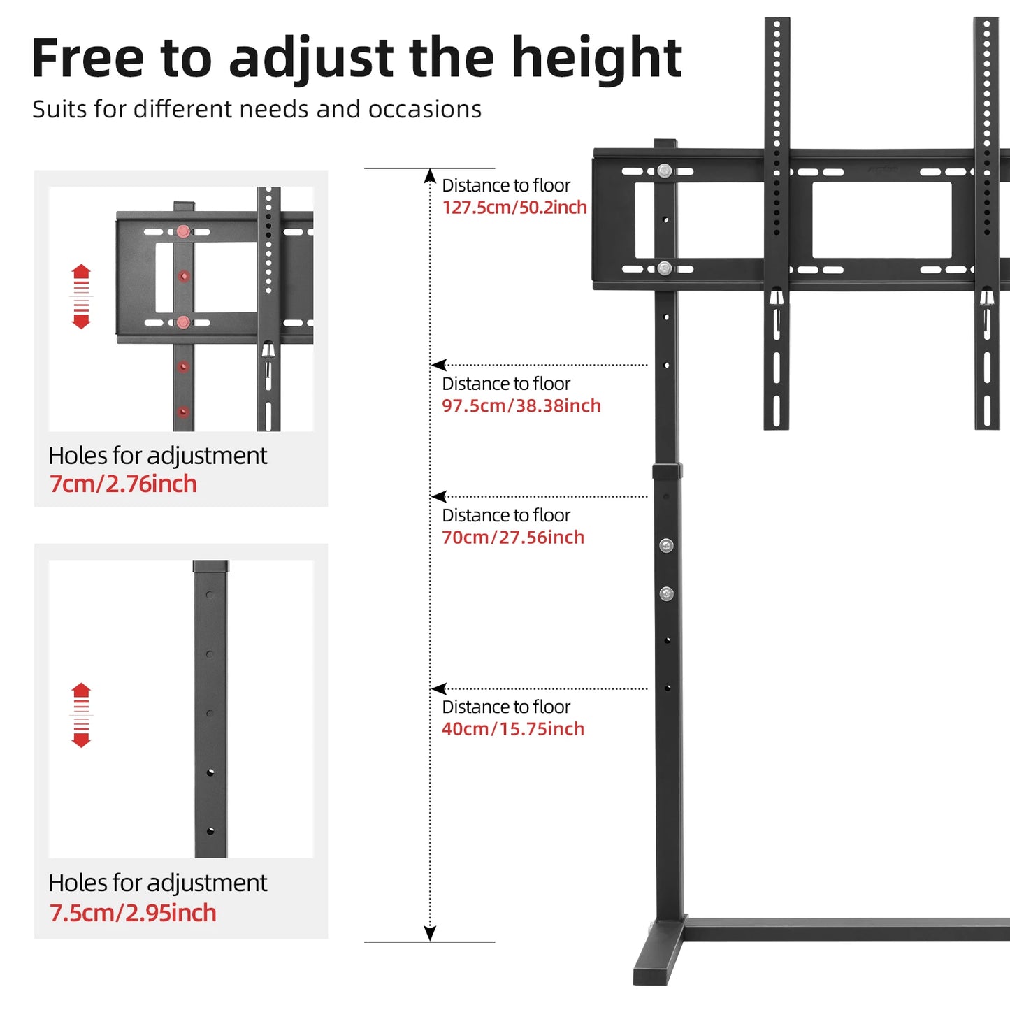 Floor TV Stand Bracket Free Standing TV Trolley Height Adjustable for 32-100 Inch Flat Panel LED LCD