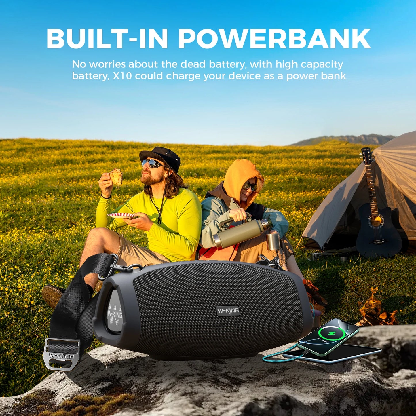 W-KING 70W Portable Bluetooth Speaker with Wireless Microphone, Deep Bass, Bluetooth 5.0 & IPX6 Waterproof
