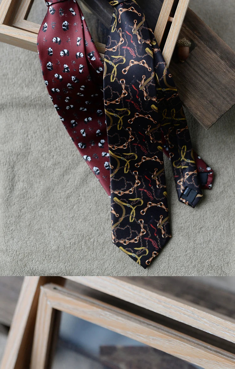 8cm Width New Design Printed Neckties Retro Anchor Animal Green Brown Neck Ties For Men Daily Wear Shirt Tuxedo Accessories Gift