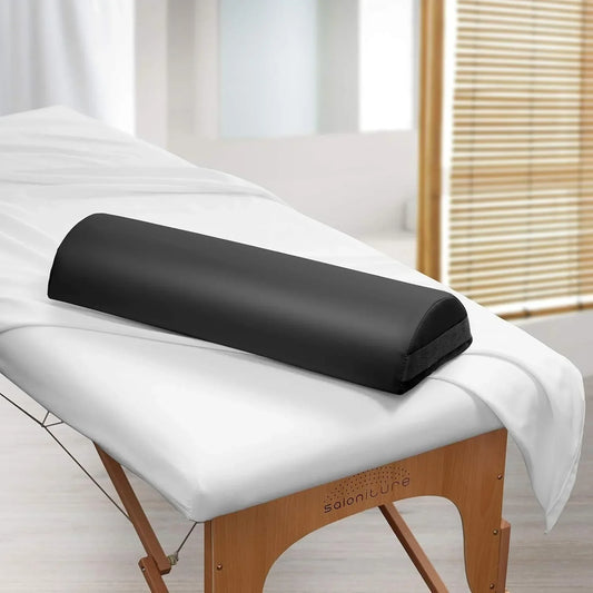 Jumbo Half Round Massage Table Bolster Pillow 26 by 9 Black