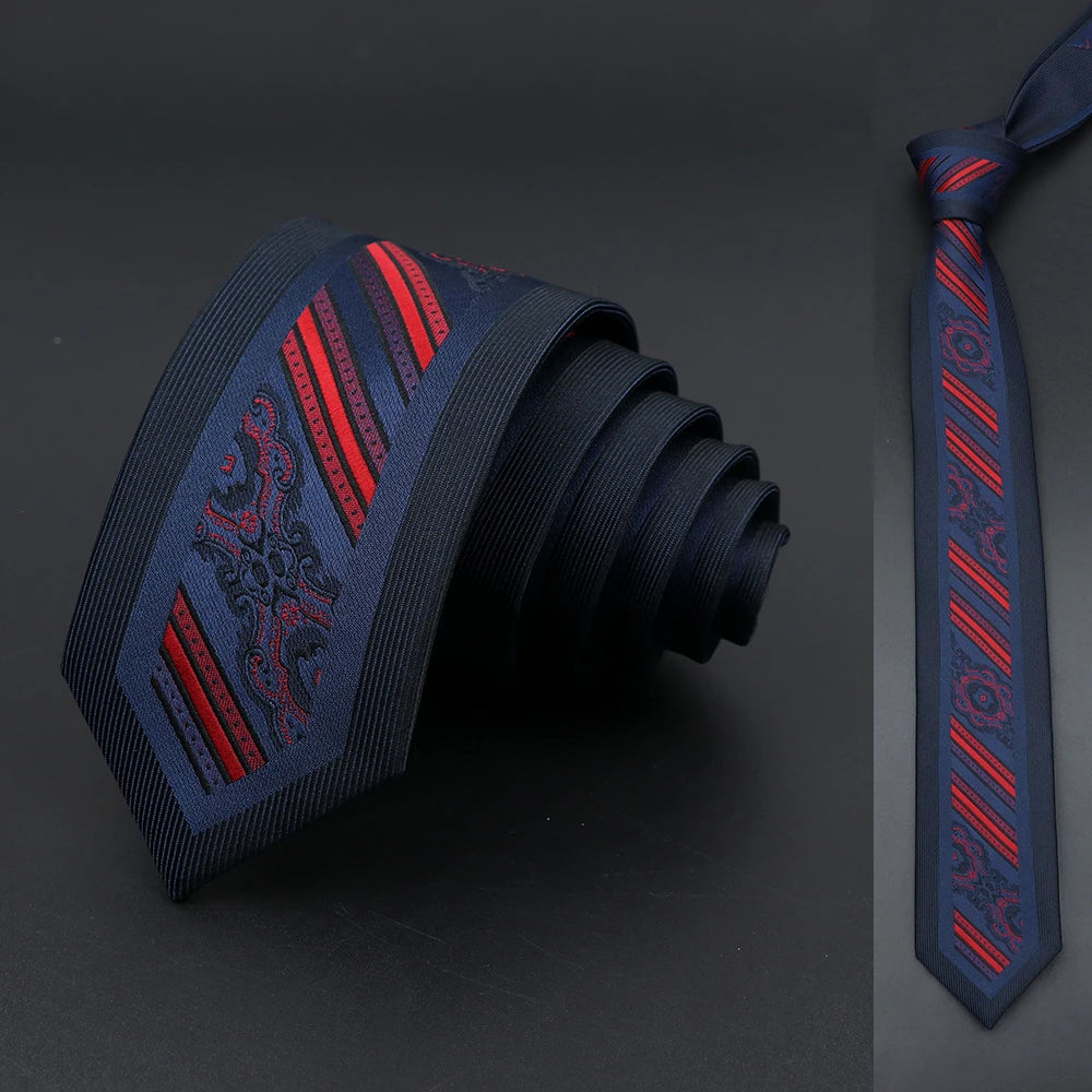 Men’s Skinny Floral Paisley Tie. Modern Wedding and Business Necktie