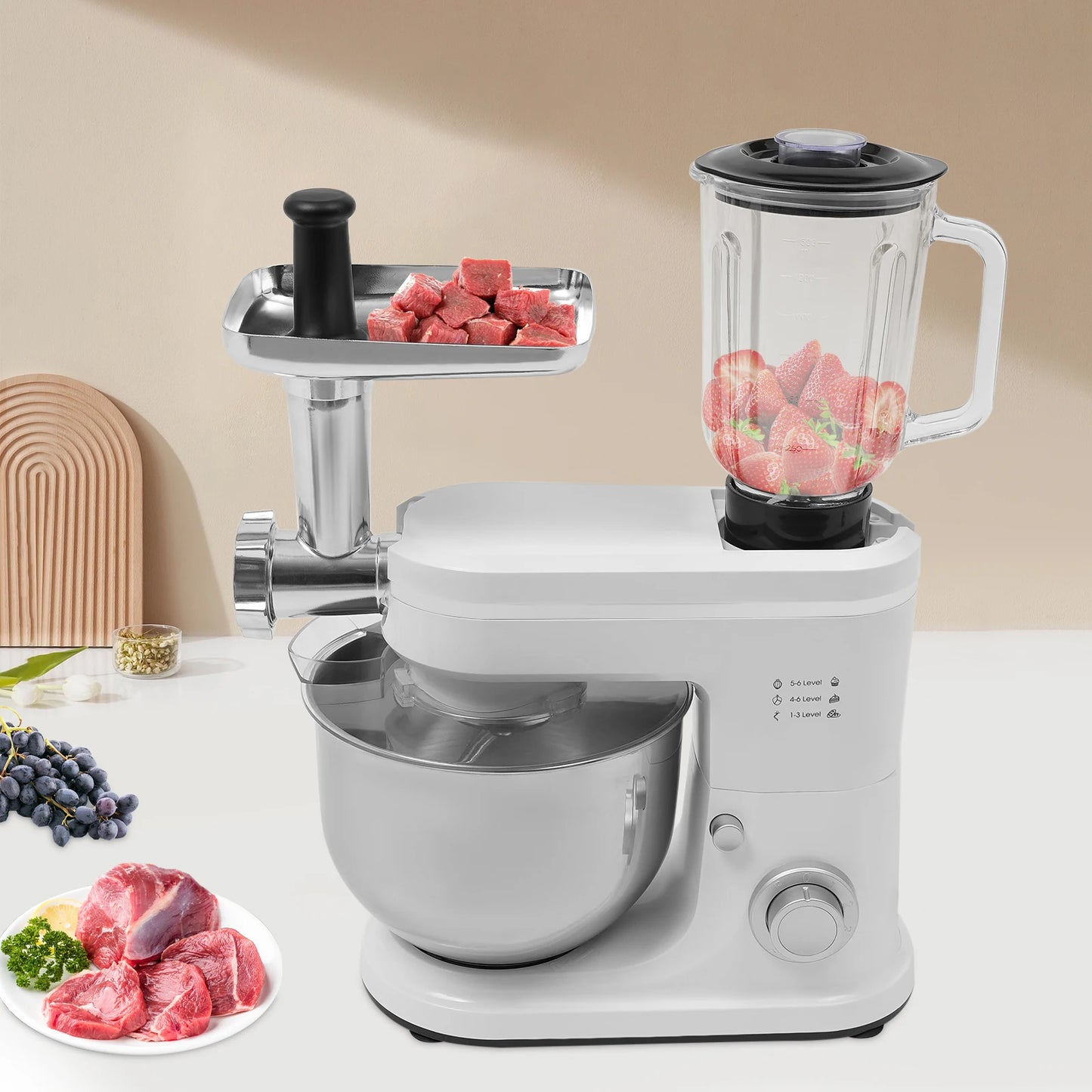 700W Free Standing Food Processor, Stand Mixer, Multifunctional Mixer Suitable for Kitchens, Restaurants, Bakeries