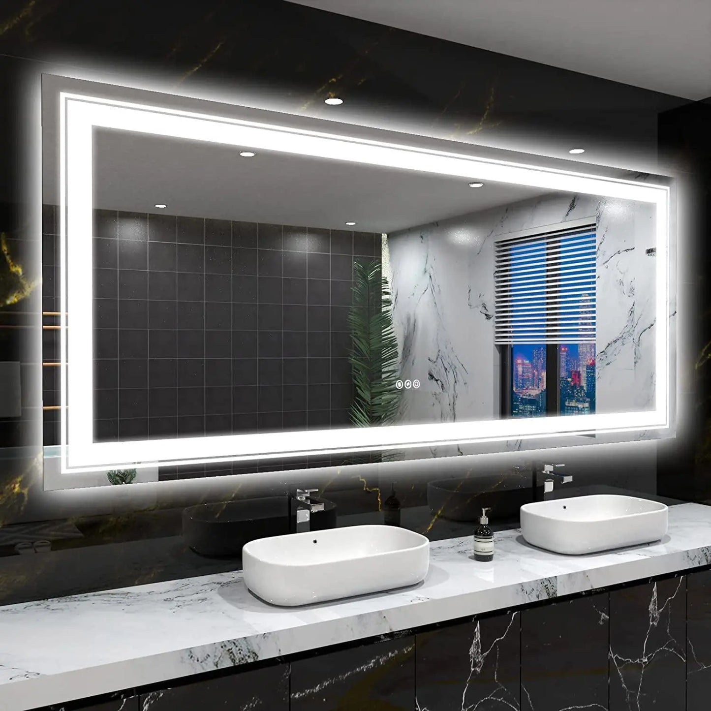 LED Backlit Front Lit Bathroom Mirror With Dimmable Lights