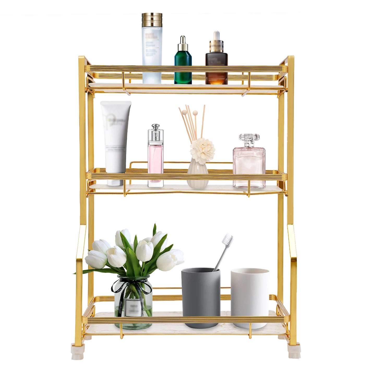 3 Tier Countertop Organizer Gold Vanity For Skincare Makeup