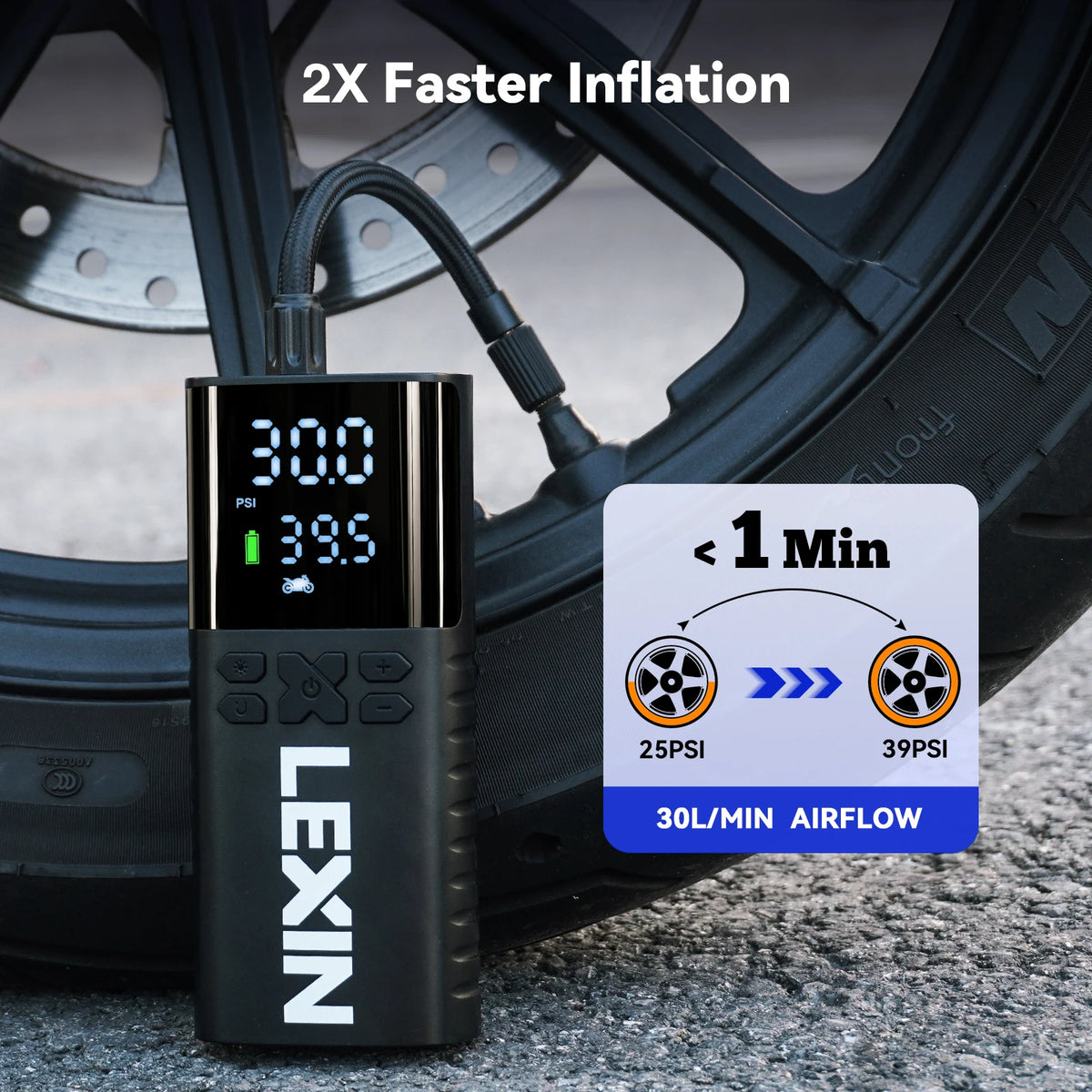 Smart Portable Air Pump | Rechargeable Tire Inflator for Cars & Motorcycles