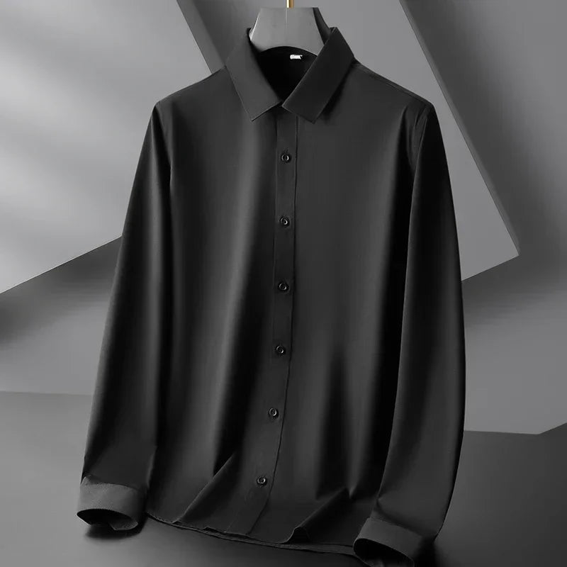 Men’s Business Casual Long Sleeve Shirt.  Wrinkle Resistant Solid Color Button Down