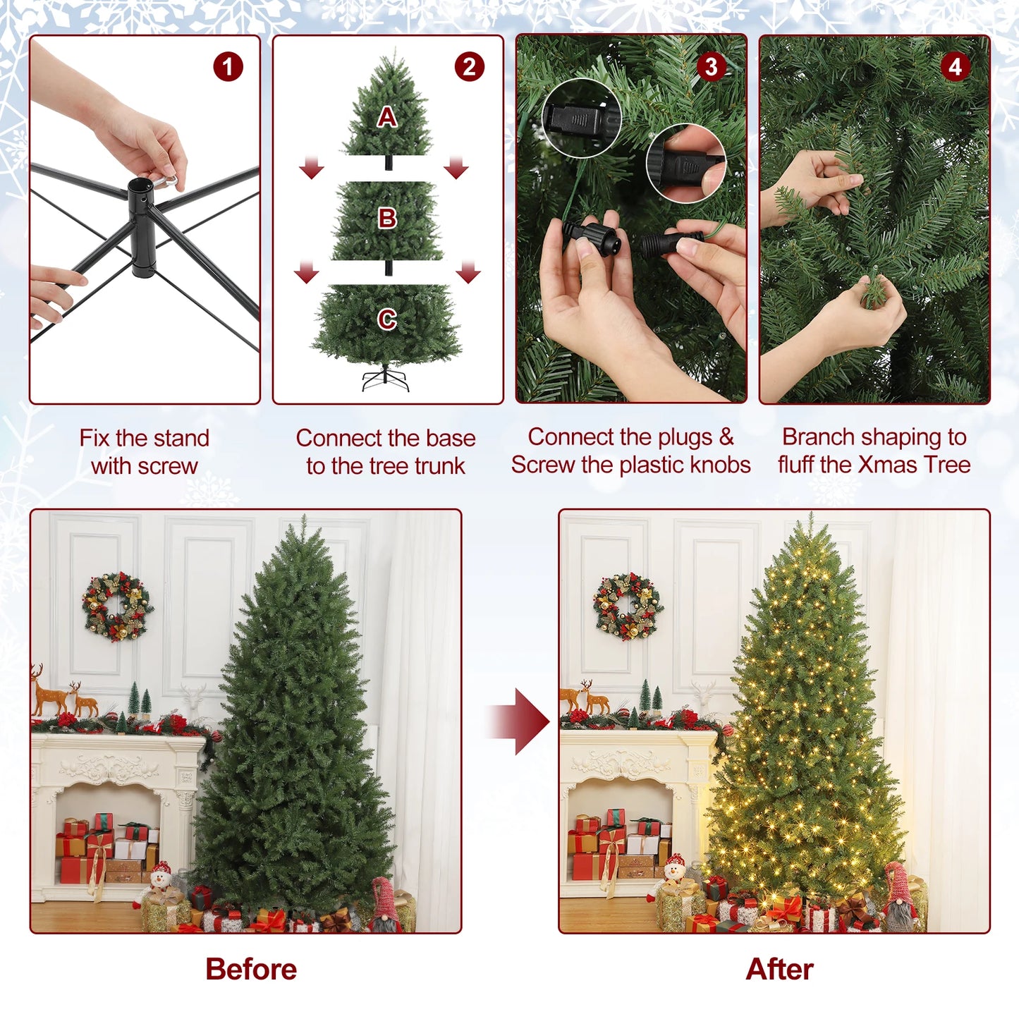 Pre Lit 6ft Artificial Christmas Tree Warm White Lights