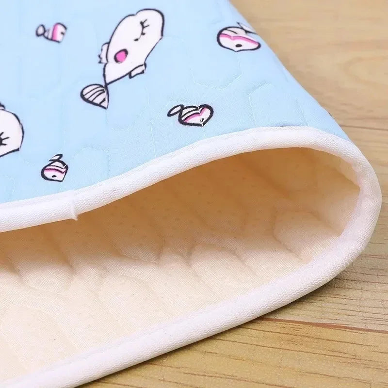 Cute Cartoon Cooling Sleeping Mat for Dogs & Cats. Soft Breathable Summer Pet Bed Pad