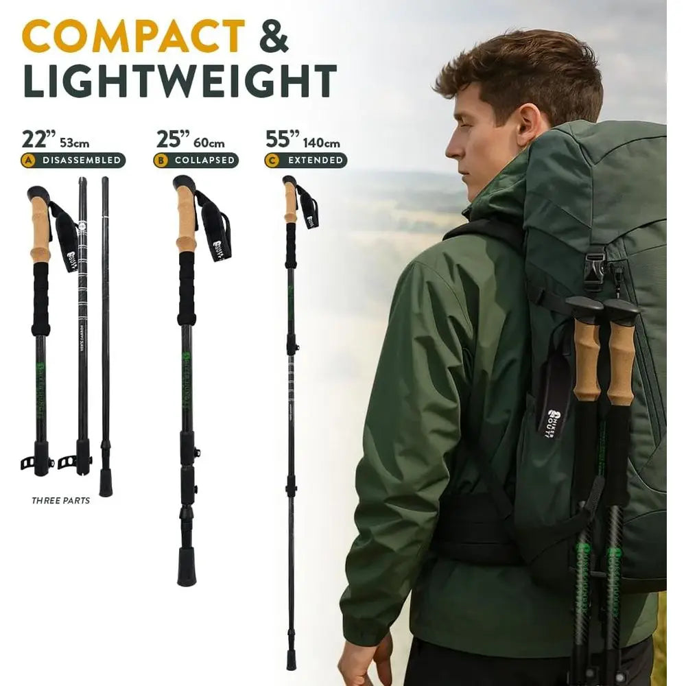 Carbon Fiber Trekking Poles .Adjustable Lightweight Hiking Sticks for Outdoor Adventures